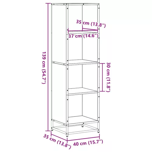  füstös tölgy színű szerelt fa könyvszekrény 40x35x139 cm
