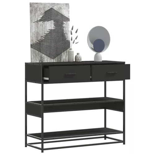  fekete szerelt fa tálalóasztal 90x35x80 cm