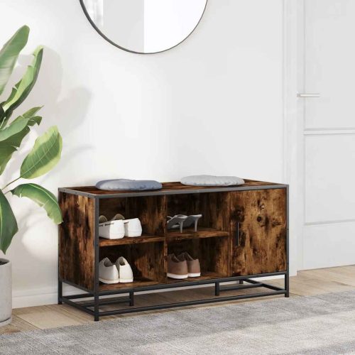  cipőpad füstölt tölgy 100x40x53,5 cm fából és fémből készült