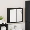 fekete szerelt fa fürdőszobai tükör 65x20x60 cm