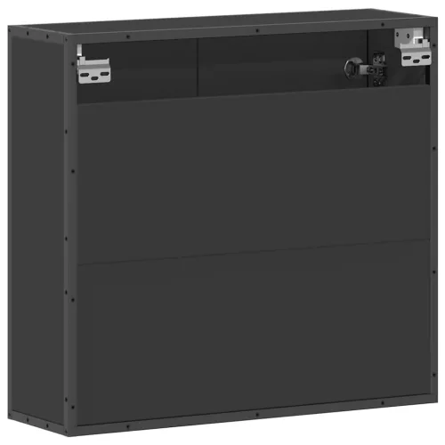  fekete szerelt fa fürdőszobai tükör 65x20x60 cm