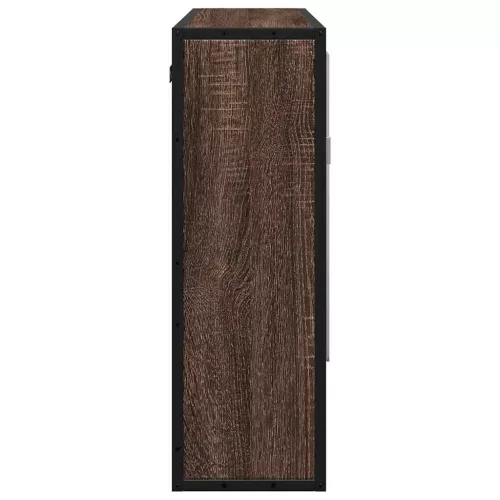  barna tölgy szerelt fa tükrös fürdőszobaszekrény 65x20x60 cm