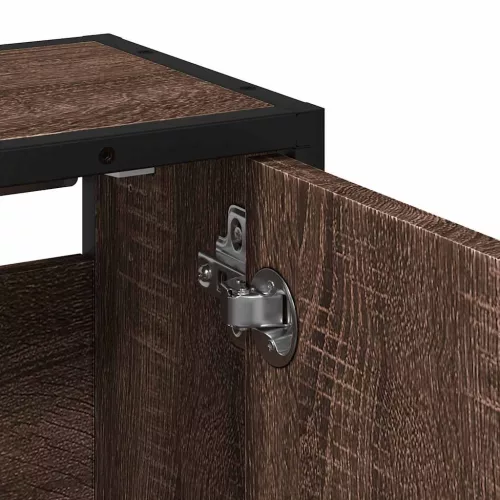  barna tölgy szerelt fa tükrös fürdőszobaszekrény 65x20x60 cm