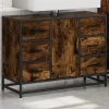  füstös tölgy szerelt fa fürdőszobai mosdószekrény 80x33x60 cm