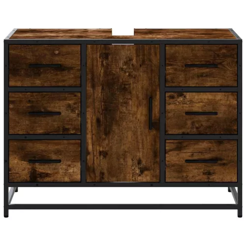  füstös tölgy szerelt fa fürdőszobai mosdószekrény 80x33x60 cm