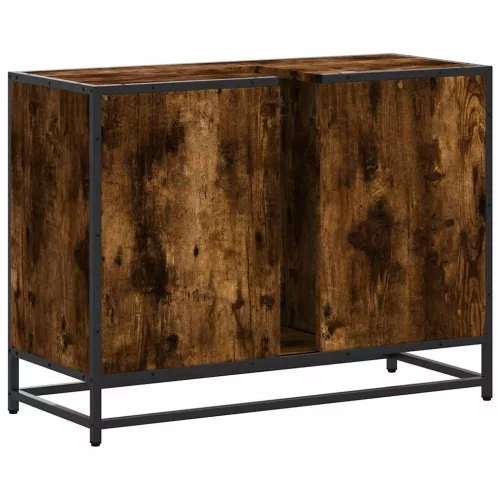  füstös tölgy szerelt fa fürdőszobai mosdószekrény 80x33x60 cm