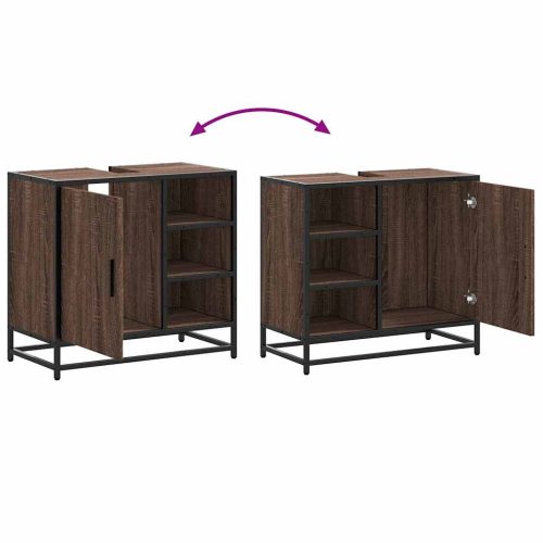  mosdószekrény barna tölgy 65x33x60 cm műfa