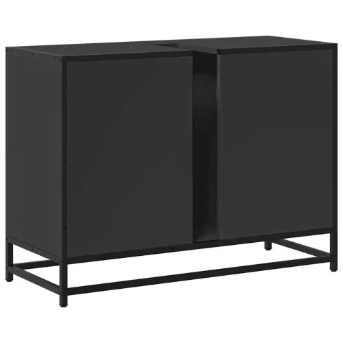  fekete szerelt fa fürdőszobai mosdószekrény 80 x 33 x 60 cm