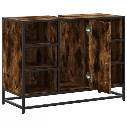  füstös tölgy szerelt fa fürdőszobai mosdószekrény 80x33x60 cm