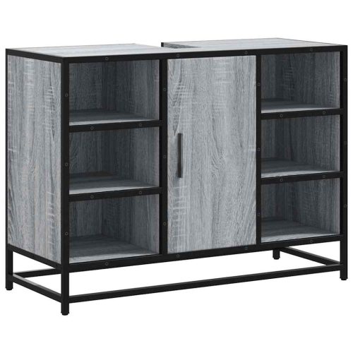  szürke sonoma szerelt fa fürdőszobai mosdószekrény 80x33x60 cm