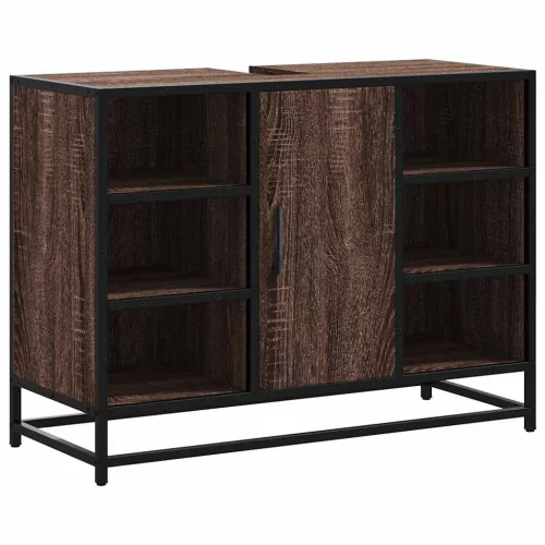  barna tölgy szerelt fa fürdőszobai mosdószekrény 80x33x60 cm