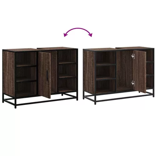  barna tölgy szerelt fa fürdőszobai mosdószekrény 80x33x60 cm