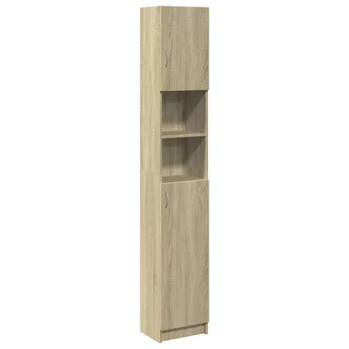  sonoma tölgy színű szerelt fa fürdőszobaszekrény 32x25,5x190 cm