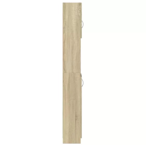  sonoma tölgy színű szerelt fa fürdőszobaszekrény 32x25,5x190 cm