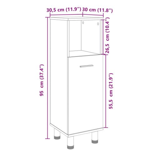  sonoma tölgy színű szerelt fa fürdőszobaszekrény 30,5x30x95 cm