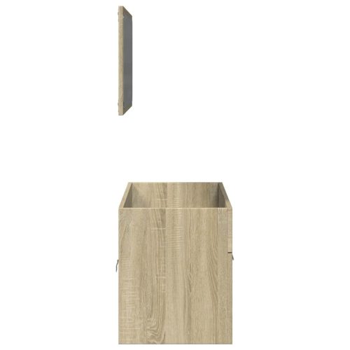  2 részes sonoma tölgyszínű szerelt fa fürdőszobai bútorszett