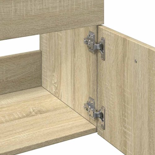  2 részes sonoma tölgyszínű szerelt fa fürdőszobai bútorszett