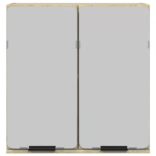  sonoma tölgy színű fa tükrös fürdőszobaszekrény 64,5x20x66,5cm