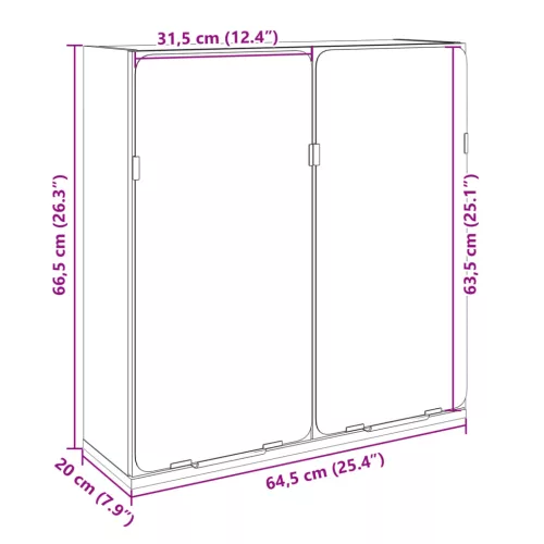  sonoma tölgy színű fa tükrös fürdőszobaszekrény 64,5x20x66,5cm