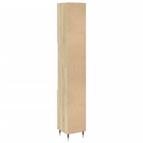  sonoma tölgy színű szerelt fa fürdőszobaszekrény 30x30x190 cm