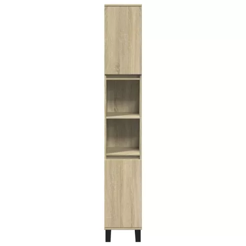  sonoma tölgy színű szerelt fa fürdőszobaszekrény 30x30x190 cm