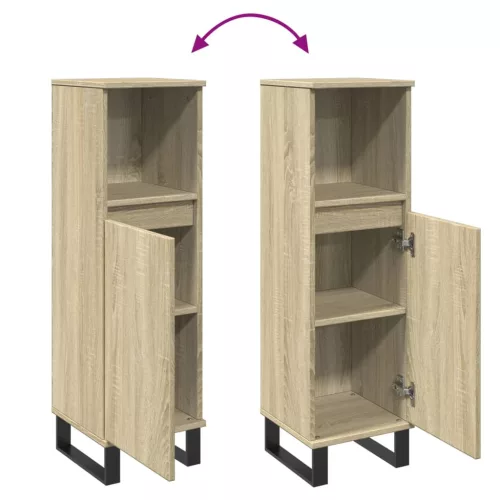  sonoma tölgy színű szerelt fa fürdőszobaszekrény 30x30x100 cm