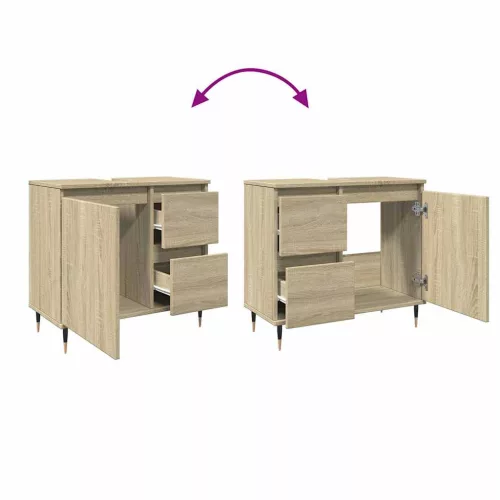  sonoma tölgy szerelt fa fürdőszobai mosdószekrény 65x33x60 cm