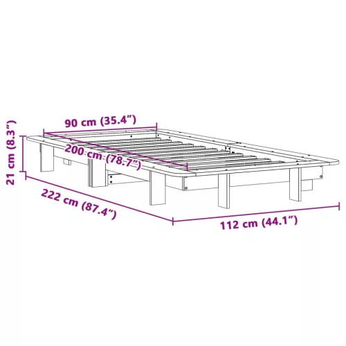  tömör fenyőfa ágy matrac nélkül 90 x 200 cm