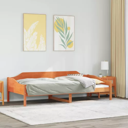  viaszbarna tömör fenyőfa ágy matrac nélkül 90 x 190 cm
