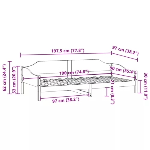  viaszbarna tömör fenyőfa ágy matrac nélkül 90 x 190 cm