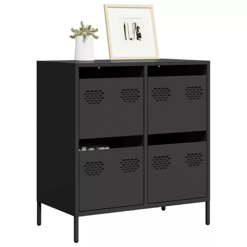  fekete hidegen hengerelt acél tálalószekrény 68,5x39x72 cm