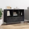  fekete hidegen hengerelt acél tálalószekrény 101,5x39x73,5 cm