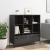 fekete acél magasszekrény 101,5 x 39 x 103,5 cm