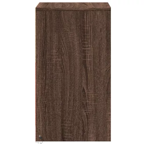  barna tölgyszínű szerelt fa éjjeliszekrény LED-fényekkel