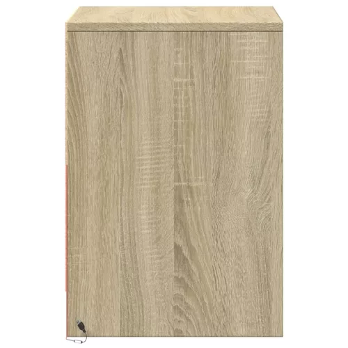  sonoma tölgy színű szerelt fa éjjeliszekrény LED-fényekkel