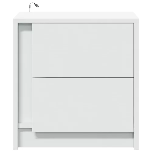  2 db fehér szerelt fa éjjeliszekrény LED-fényekkel