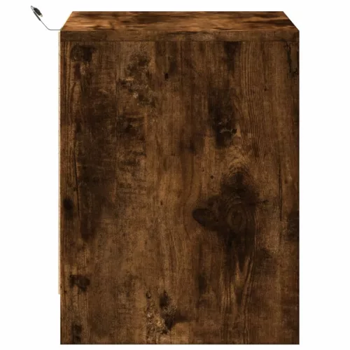  füstös tölgy színű szerelt fa éjjeliszekrény LED-fényekkel