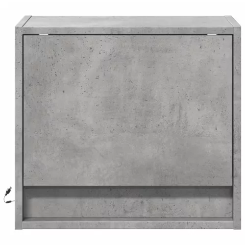  2 db betonszürke fali éjjeliszekrény LED-világítással