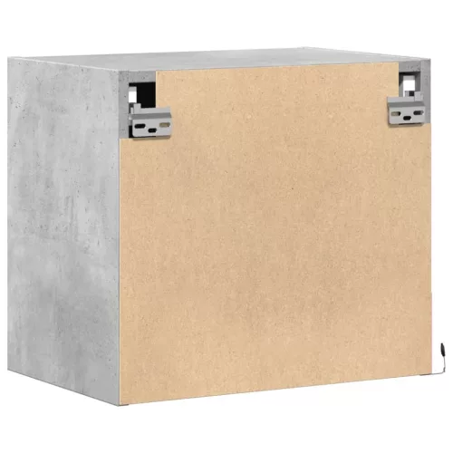  2 db betonszürke fali éjjeliszekrény LED-világítással