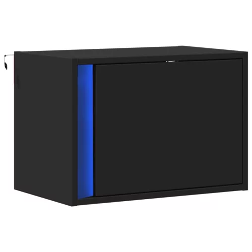  fekete falra szerelhető éjjeliszekrény LED-világítással