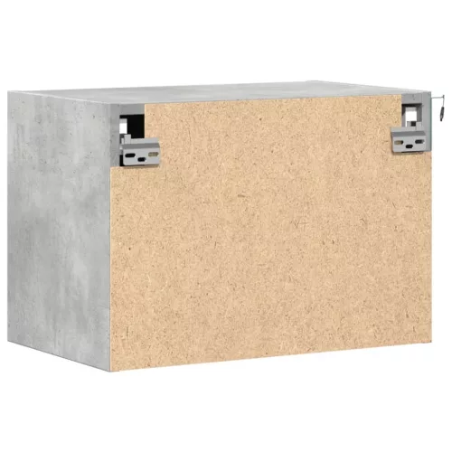  2 db betonszürke fali éjjeliszekrény LED-világítással