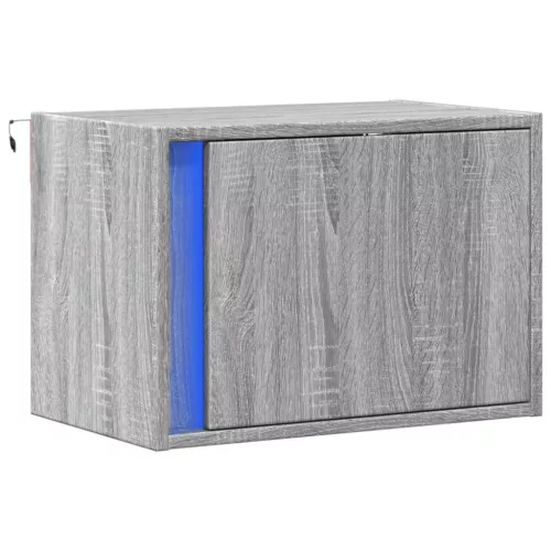  szürke sonoma színű fali éjjeliszekrény LED-világítással