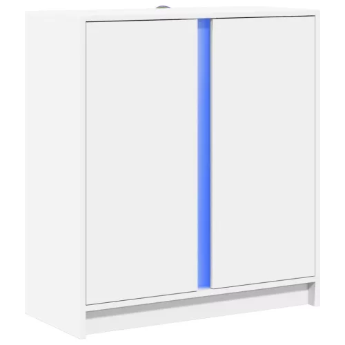  fehér szerelt fa tálalószekrény LED-del 77 x 34 x 85 cm