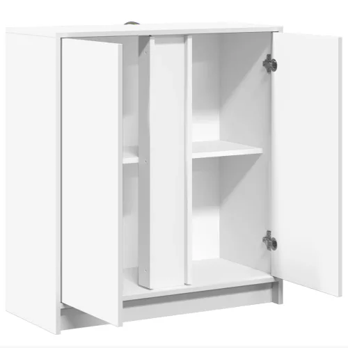  fehér szerelt fa tálalószekrény LED-del 77 x 34 x 85 cm