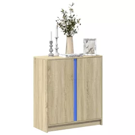    sonoma tölgy szerelt fa tálalószekrény LED-del 77 x 34 x 85 cm