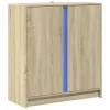  sonoma tölgy szerelt fa tálalószekrény LED-del 77 x 34 x 85 cm