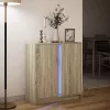  sonoma tölgy szerelt fa tálalószekrény LED-del 77 x 34 x 85 cm