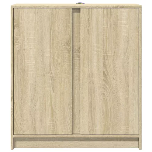  sonoma tölgy szerelt fa tálalószekrény LED-del 77 x 34 x 85 cm