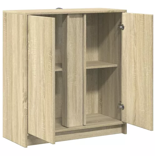  sonoma tölgy szerelt fa tálalószekrény LED-del 77 x 34 x 85 cm