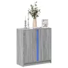  szürke sonoma szerelt fa tálalószekrény LED-del 77 x 34 x 85 cm